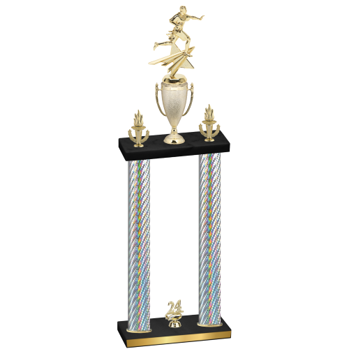 Double Silver Carbon Fiber Year Flag Football Trophy