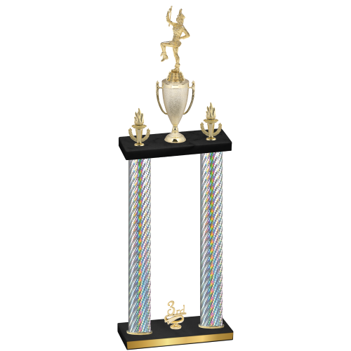 Double Silver Carbon Fiber Third Place Majorette Trophy