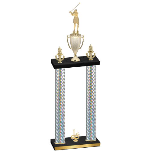 Double Silver Carbon Fiber First Place Golf Trophy