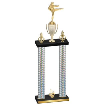 Double Silver Carbon Fiber First Place Karate Trophy