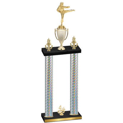 Double Silver Carbon Fiber Fourth Place Karate Trophy