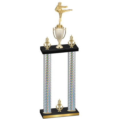 Double Silver Carbon Fiber Victory Karate Trophy