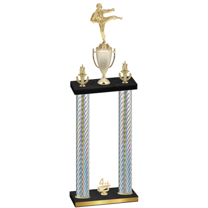 Double Silver Carbon Fiber Fourth Place Karate Trophy
