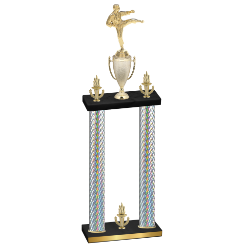 Double Silver Carbon Fiber Victory Karate Trophy