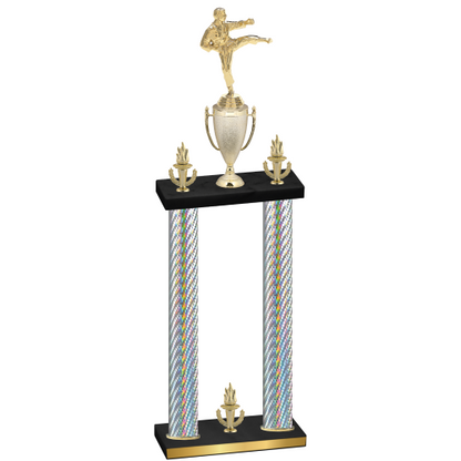 Double Silver Carbon Fiber Victory Karate Trophy