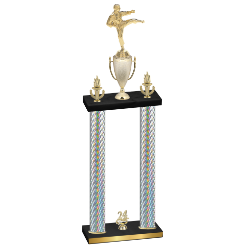 Double Silver Carbon Fiber Year Karate Trophy