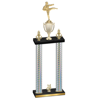 Double Silver Carbon Fiber Year Karate Trophy