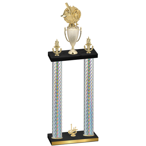 Double Silver Carbon Fiber First Place Baseball Trophy