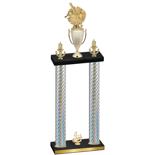 Double Silver Carbon Fiber Fourth Place Baseball Trophy