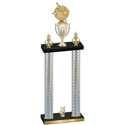 Double Silver Carbon Fiber Year Baseball Trophy