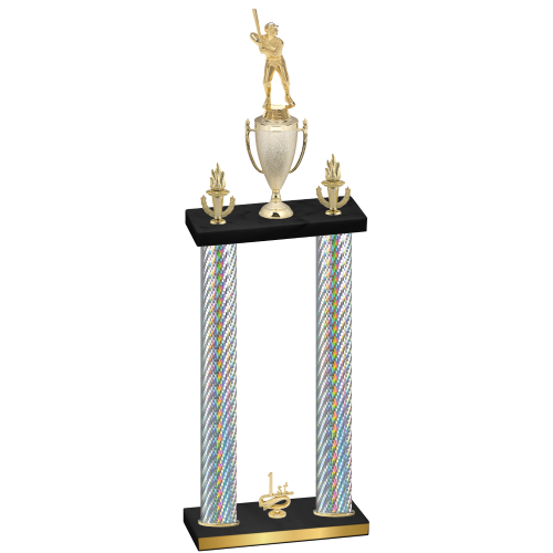 Double Silver Carbon Fiber First Place Baseball Trophy
