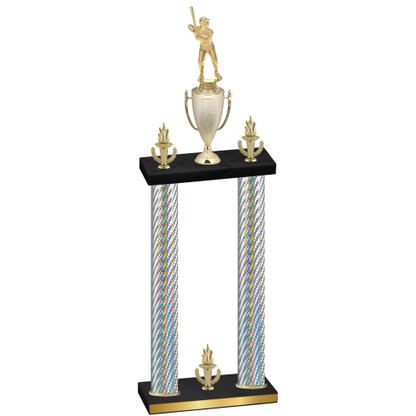 Double Silver Carbon Fiber Victory Baseball Trophy