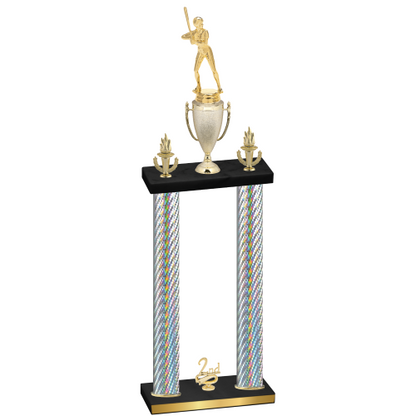 Double Silver Carbon Fiber Second Place Softball Trophy