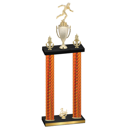 Double Orange Carbon Fiber Third Place Running Trophy