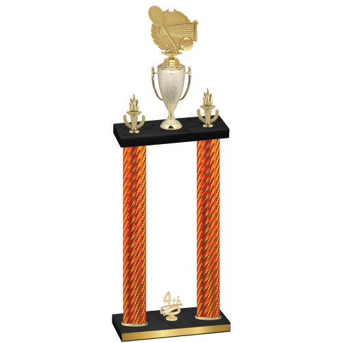 Double Orange Carbon Fiber Fourth Place Tennis Trophy