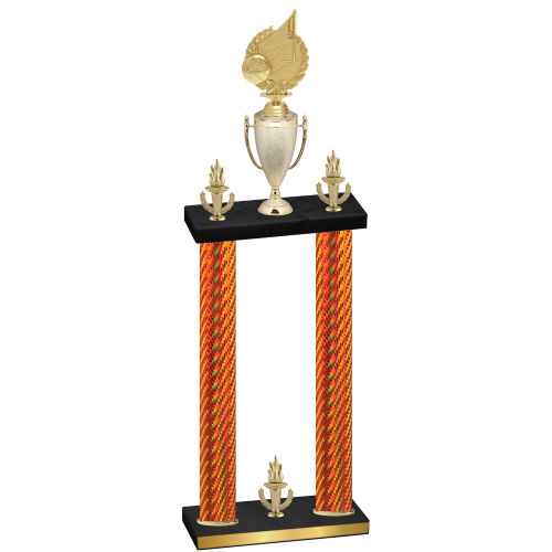 Double Orange Carbon Fiber Victory Volleyball Trophy