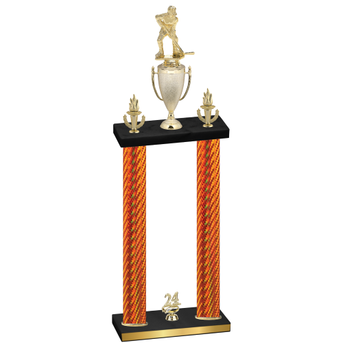 Double Orange Carbon Fiber Year Hockey Trophy
