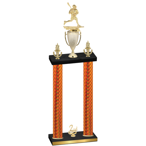 Double Orange Carbon Fiber Second Place Lacrosse Trophy