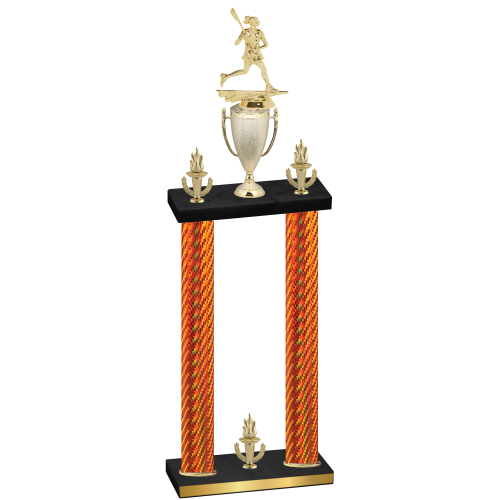 Double Orange Carbon Fiber Victory Lacrosse Trophy