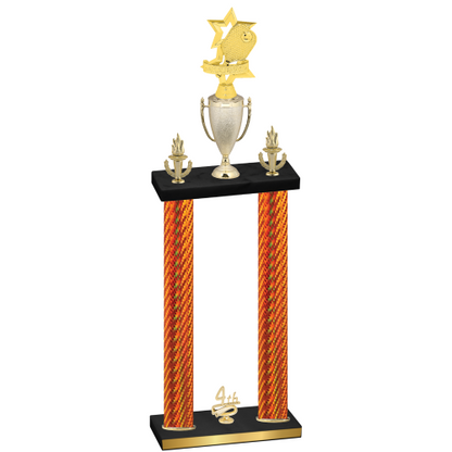 Double Orange Carbon Fiber Fourth Place Pickleball Trophy