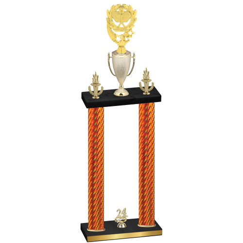 Double Orange Carbon Fiber Year Pickleball Trophy