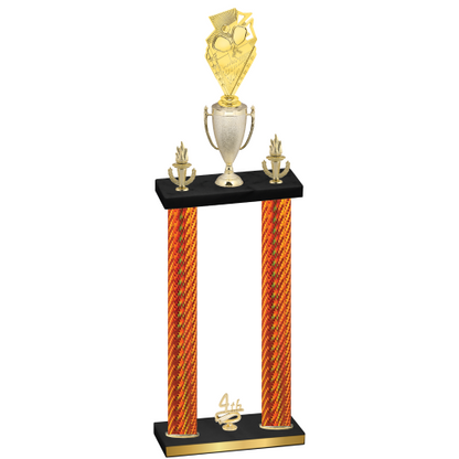 Double Orange Carbon Fiber Fourth Place Pickleball Trophy