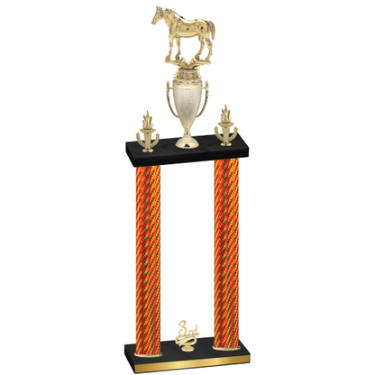 Double Orange Carbon Fiber Third Place Horses Trophy