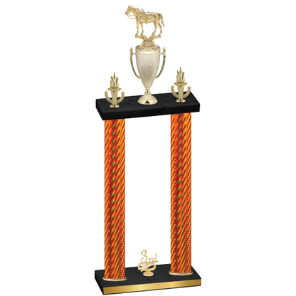 Double Orange Carbon Fiber Third Place Horses Trophy