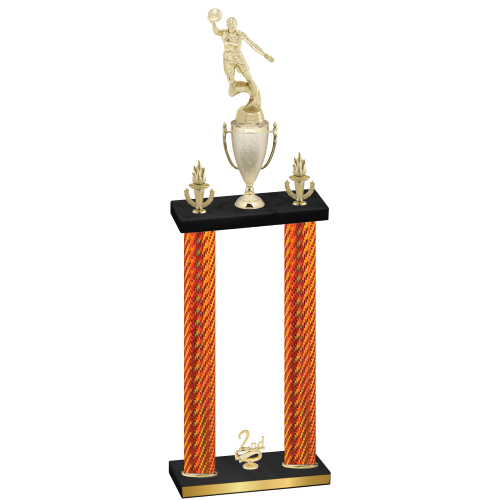 Double Orange Carbon Fiber Second Place Basketball Trophy