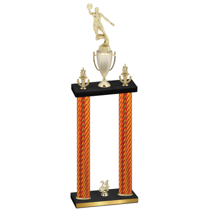 Double Orange Carbon Fiber Year Basketball Trophy