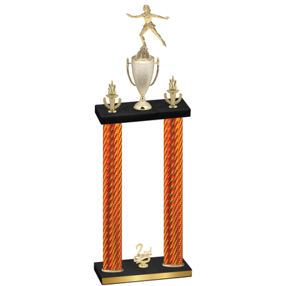 Double Orange Carbon Fiber Second Place Skater Trophy