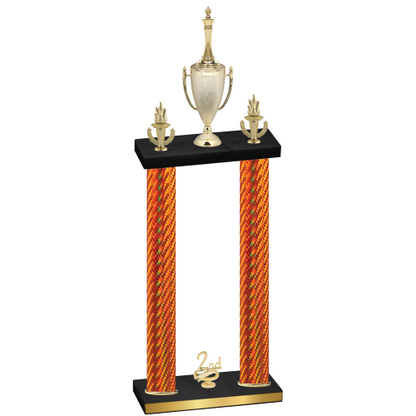 Double Orange Carbon Fiber Second Place Chess Trophy