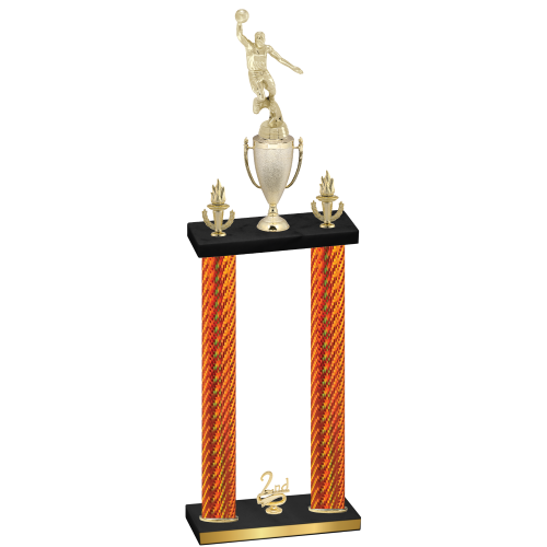 Double Orange Carbon Fiber Second Place Basketball Trophy