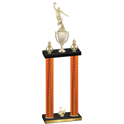 Double Orange Carbon Fiber Second Place Basketball Trophy