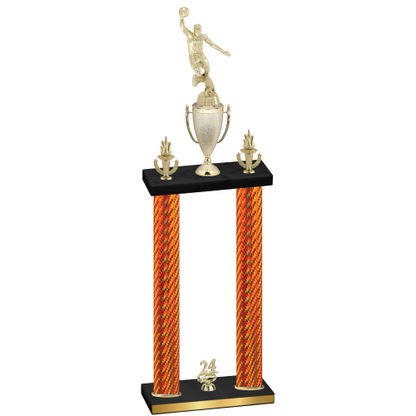 Double Orange Carbon Fiber Year Basketball Trophy