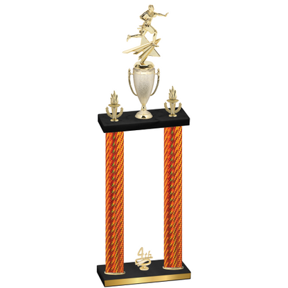 Double Orange Carbon Fiber Fourth Place Flag Football Trophy