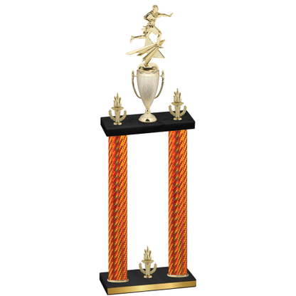 Double Orange Carbon Fiber Victory Flag Football Trophy