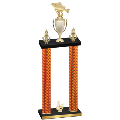 Double Orange Carbon Fiber Third Place Fishing Trophy