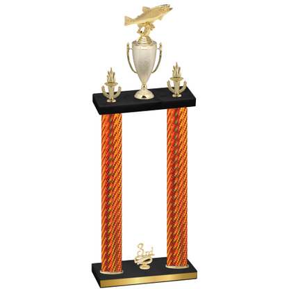 Double Orange Carbon Fiber Third Place Fishing Trophy