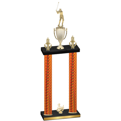 Double Orange Carbon Fiber Third Place Golf Trophy