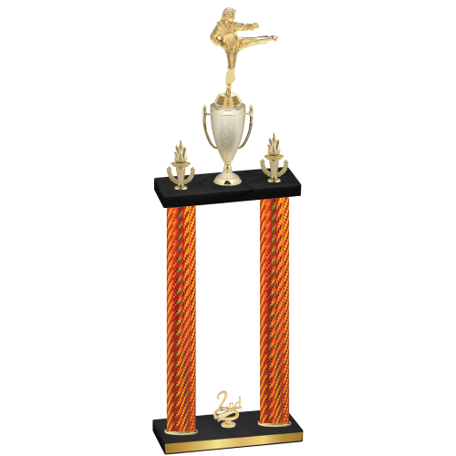 Double Orange Carbon Fiber Second Place Karate Trophy