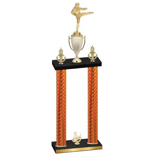 Double Orange Carbon Fiber Third Place Karate Trophy