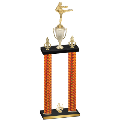 Double Orange Carbon Fiber Fourth Place Karate Trophy