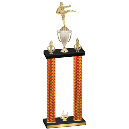 Double Orange Carbon Fiber Third Place Karate Trophy
