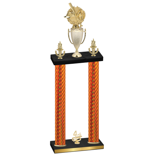Double Orange Carbon Fiber Fourth Place Baseball Trophy