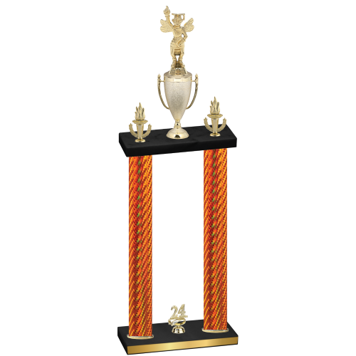 Double Orange Carbon Fiber Year Academics Trophy