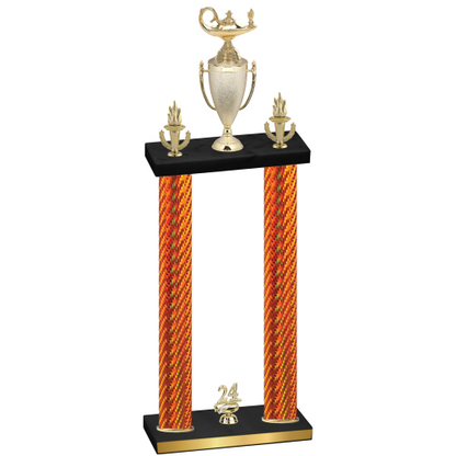 Double Orange Carbon Fiber Year Academics Trophy