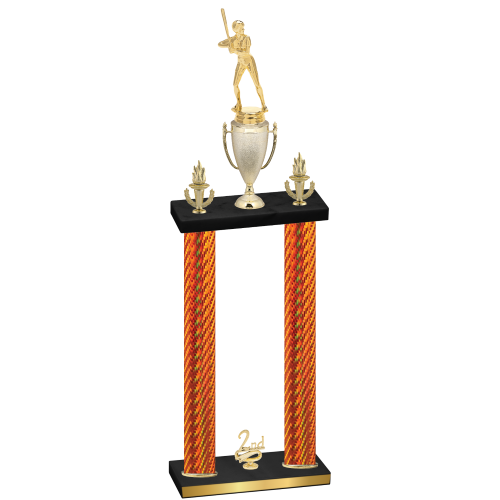 Double Orange Carbon Fiber Second Place Softball Trophy