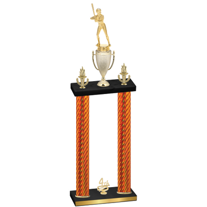 Double Orange Carbon Fiber Fourth Place Softball Trophy