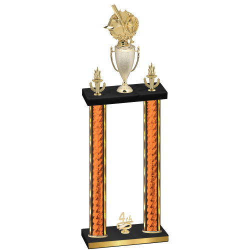 Double Orange Glacier Fourth Place Baseball Trophy